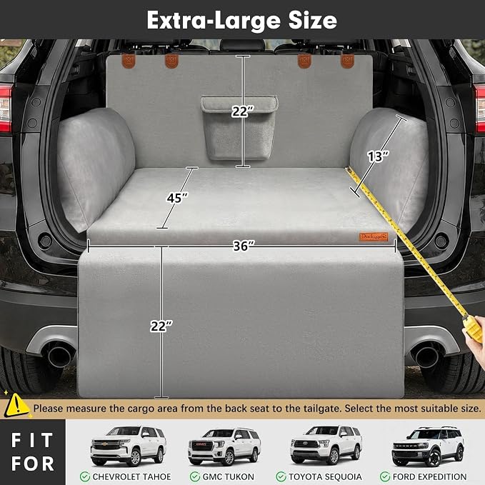 SUV Cargo Liner for Dogs, Orthopedic SUV Dog Bed, Extra Large | Waterproof pet cargo cover with bumper flap protector, scrachproof non-slip dog cargo liner for SUV, 45 x 36 in