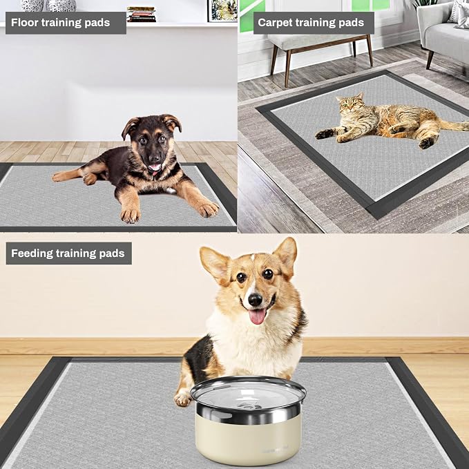 Charcoal Puppy Pads 28x34 Inches Extra Large Dog Pee Pads Odor-Control & Leak-Proof Disposable Pet Training Black New Edge-Wrapping Thicken Potty Pad for Dogs, Cats, Rabbits (30 Pieces)