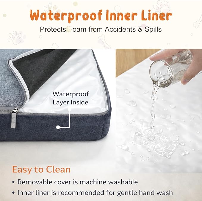 EMPSIGN Stylish Dog Bed Mat Dog Crate Pad Mattress Reversible (Cool & Warm), Water Proof Linings, Removable Machine Washable Cover, Firm Support Small to XX Large Dogs, Grey,XL(41''''*28''''*3'''') | Reversible(Cool & Warm), Waterproof Linings, Removab...