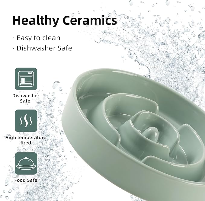 Havniva Dog Bowls Slow Feeder, Ceramic Slow Feeder Dog Bowls for Fast Eater | 1.2 Cups Dog Food Bowl Puzzle Feeder, Slow Feeding Bowls for Small & Medium Breed, Non-Slip Base, Anti-Choking