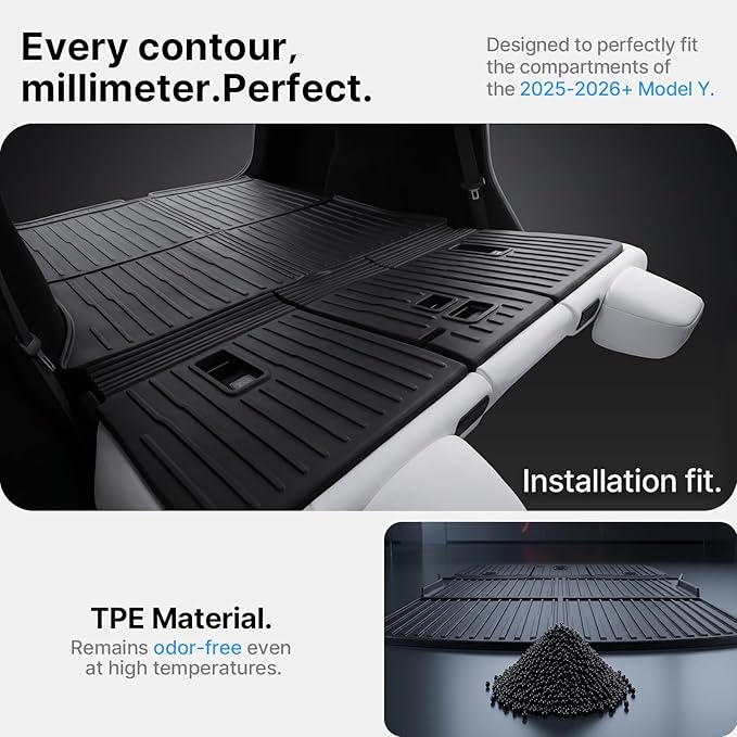 for Tesla Model Y Juniper 5-Seat Rear Trunk Mat with Backrest Mats All-Weather Seat Back Cover Seatback Liner TPE Interior Accessories 2025 2026 New