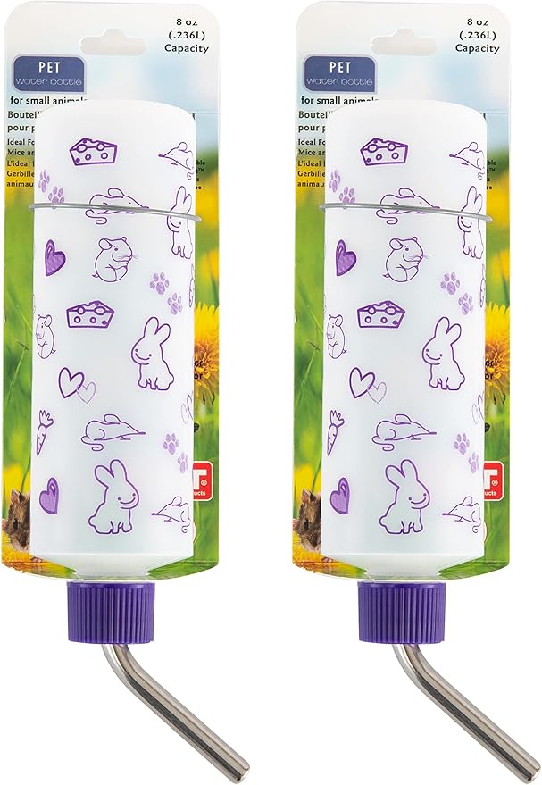 Lixit® Original Super Seal Classic Water Bottle for Rabbits, Cats, Ferrets, Hamsters, Guinea Pigs, Gerbils and Other Small Animals - Made in USA (Frosted (Pack of 2), 8 Ounce)