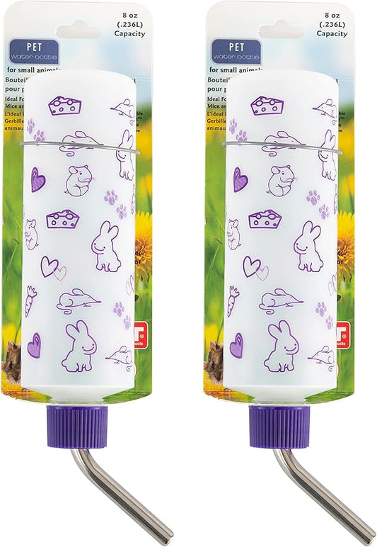 Lixit® Original Super Seal Classic Water Bottle for Rabbits, Cats, Ferrets, Hamsters, Guinea Pigs, Gerbils and Other Small Animals - Made in USA (Frosted (Pack of 2), 8 Ounce)