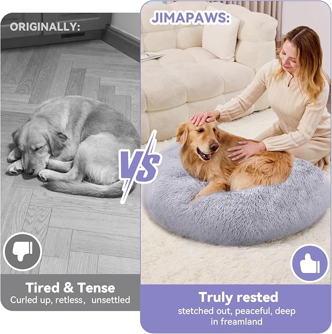 Cat Beds for Indoor Cats, Washable 20" Donut Pet Bed for Small Dogs | Fluffy pet bed with cozy plush comfort and supportive raised sides, perfect for lounging, napping and relaxing indoors.