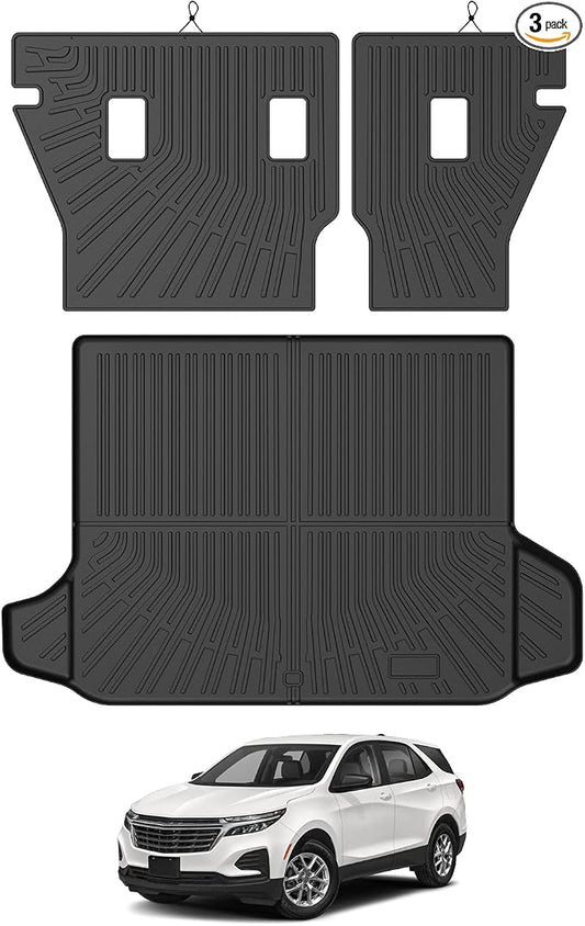 Mixsuper Cargo Liner for Chevrolet/Chevy Equinox 2018-2024, All Weather Trunk Mat Backrest Mat TPE Back Seat Cover Protector for Equinox Accessories