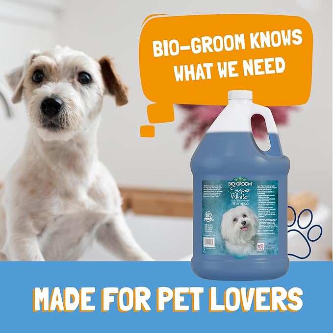 Bio-Groom Super Whitening Dog Shampoo - Whitening Pet Shampoo, Dog Bathing Supplies, Puppy Wash, Dog Grooming Supplies, Cruelty-Free, Made in USA, Coat Brightener Shampoo - 5 Gallons