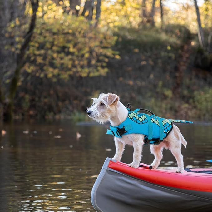 Mermaid Dog Life Jacket - Lightweight Dog Swimming Vest, High Buoyant, Blue, XL