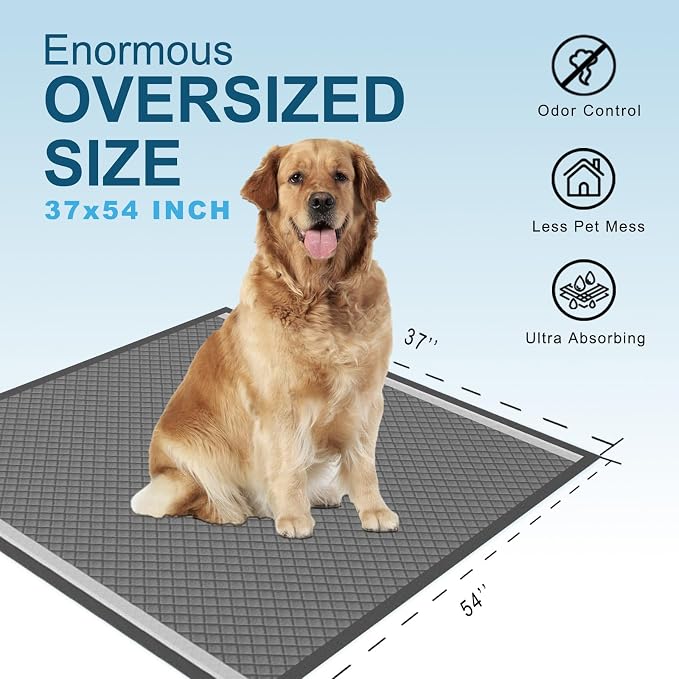 37"x54" Activated Charcoal Dog Pee Pads - 50 Count,Extra Large,Super Absorbent,Leakproof,Long-Lasting Odor Control-Essential pet Training Pads for Large Dogs