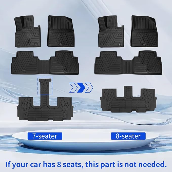 Rongtaod Floor Mats Compatible with 2020-2025 Hyundai Palisade Floor Liner Trunk Mat Cargo Mat Cargo Liner Back Seat Cover Protector 2024 Palisade Accessories (Trunk Mat with Backrest Mat+Floor Mats)