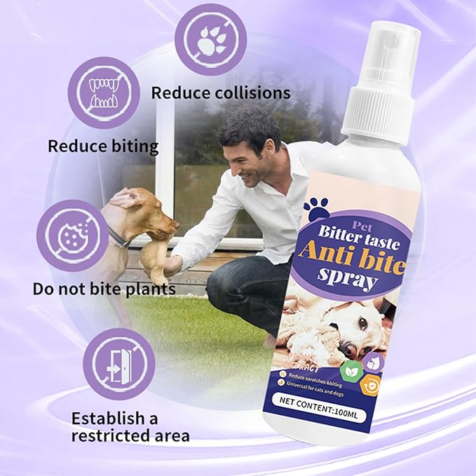 No Chew Spray for Dogs - Effective Dog Deterrent Spray with Bitter Apple Formula, Natural Training Aid to Stop Chewing, Biting, and Destructive Behavior