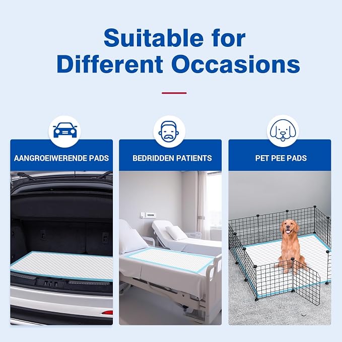 MILDPLUS Bed Pads Disposable Adult 40"X60" Super Absorbent Pee Pads, Oversized Underpads for Adults, Elderly, Pets [150x200CM, 15pcs]