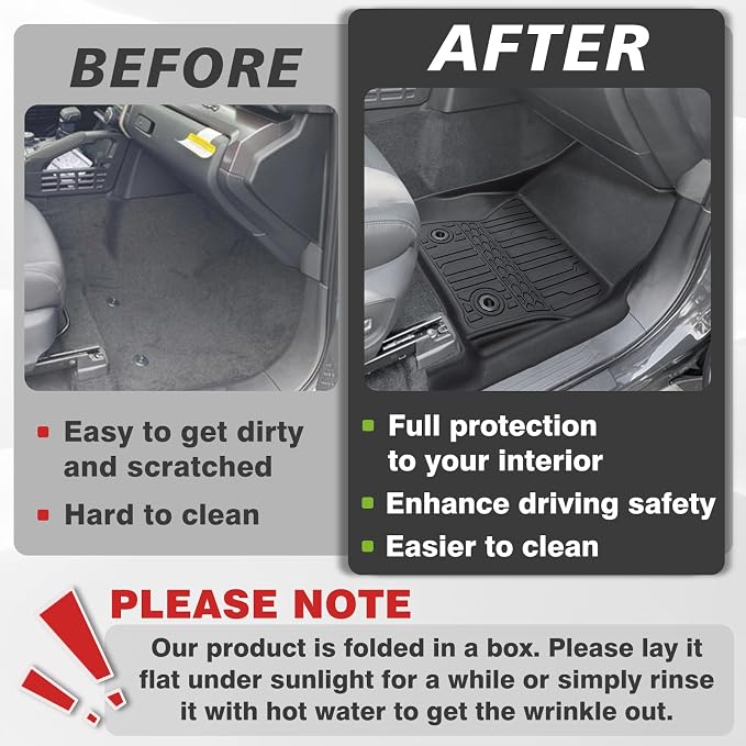 TripleAliners for Tacoma 2024 2025 2026 Double Cab Floor Mats (Fit Manual Trans ONLY) All Weather Floor Liners Compatible with 2024+ Toyota Tacoma Accessories Front & Rear Mats(Not for Hybrid/Auto)