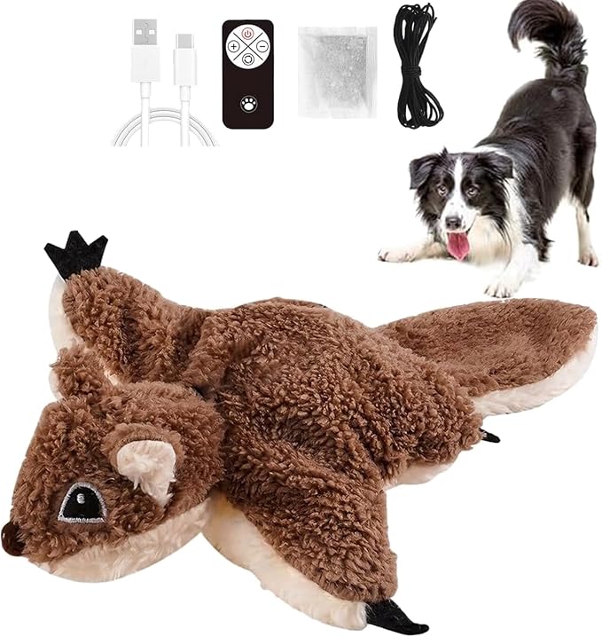 Flying Bat Dog Toy, 2026 New Flying Bat Toy for Dogs, Flapping Wings Interactive Pet Toy with Chirping Engages Cats and Dogs, Detachable Usb Rechargeable, Hanging and Ground Play ，Sugar Glider：1PCS