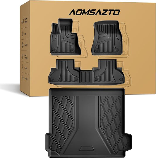 AOMSAZTO Floor Mats & Cargo Liner Compatible with BMW X5 2014-2018 (F15) | All Weather Protection Car Accessories Anti-Slip Trunk Liner Full Set