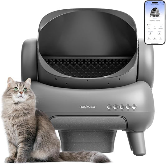 Neakasa M1 Plus Open-Top Self-Cleaning Cat Litter Box, 360° Safety Sensors, Advanced Odor & Leak Control, Automatic for Large & Multi-Cat Homes, Litter Mat & 2 Rolls Refill Bags Included
