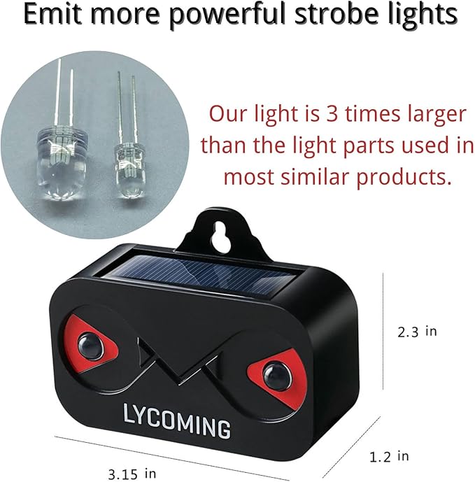 Lycoming Deer Repellent Raccoon Repellent for Nocturnal Animals Solar Predator Control Light Coyote Deterrent Devices with Red Strobe Lights Skunk Repellent for Garden - 4 Pack