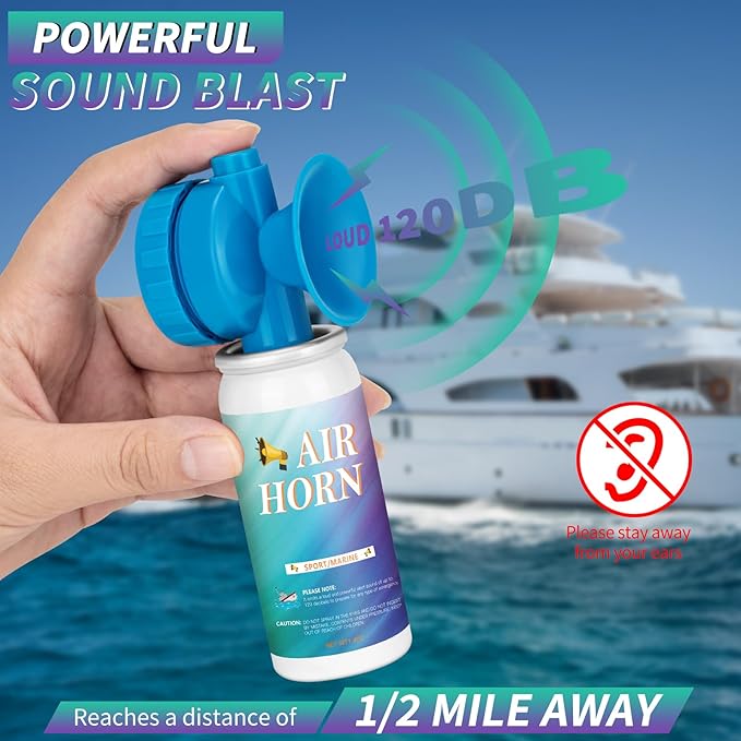 1.4oz Air Horn Can for Safety, Air Horn for Boat for Sporting Events Emergency Use Camping, Loud Marine Air Horns Can Mini Small Handheld, 2 pack