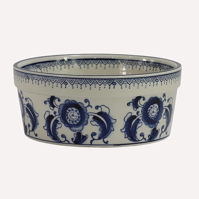 Handpainted Blue & White Porcelaine Large 45OZ Dog Bowls, Non Slip Heavy Ceramic Dog Pets Feeding Wet or Dry Food and Water Bowls Dish -7.5"