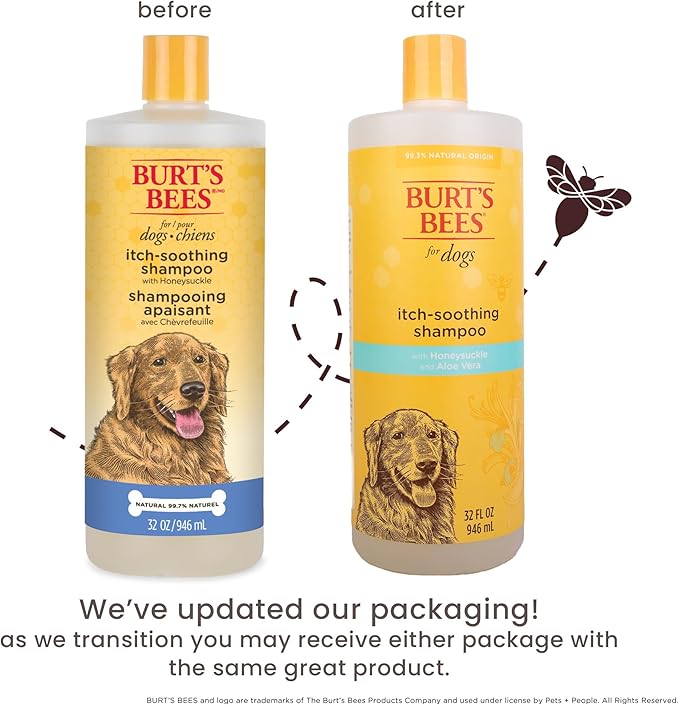 Burt's Bees for Pets Itch Soothing Shampoo with Honeysuckle, 95% Natural Origin Formulas, Dog Shampoo for Itchy Dogs, Dog Shampoo Itchy Skin Relief, 32 oz