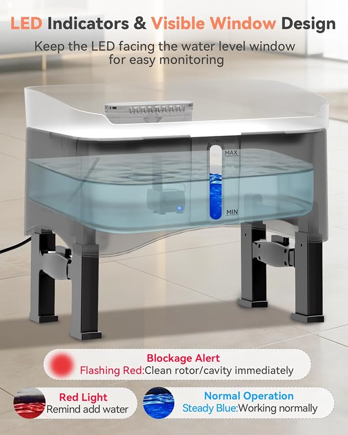 UPSKY 11L Elevated No-Spill Dog Water Fountain with 4 Adjustable Heights | Large Dog Water Dispenser, No-Splash, 304 Stainless Steel Tray, 5-Layer Filtration, for Large/Senior Dogs & Multi-pet Home