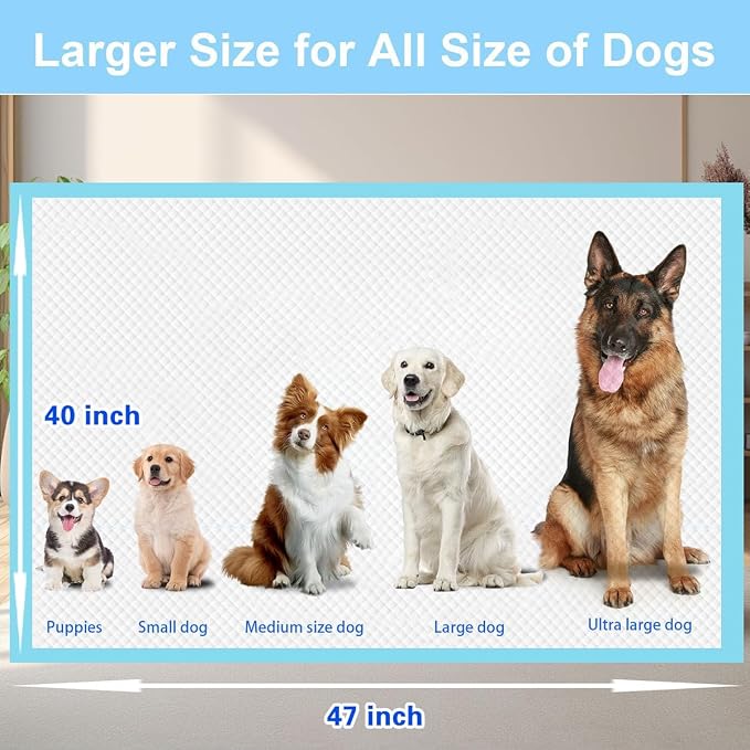Dog Pee Pads, Super Absorbent Puppy Pads Disposable Dogs Training Pads, Quick Drying Leak-Proof Dog Potty Pads for Doggies Puppies Cats ( 40"x47" 40 Count)
