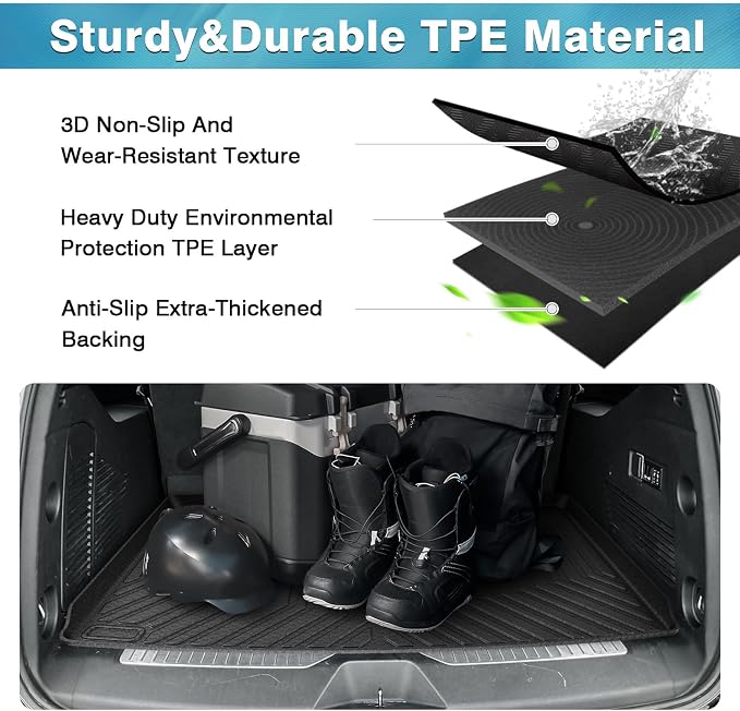 Mixsuper Cargo Liner for Chevrolet Suburban/GMC Yukon XL 2021-2025 2026, All Weather Trunk Liner Rear Cargo Mat Behind The 3rd Row Seats Black