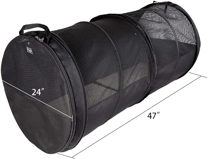 Pet Tube Soft Car Crate Large Kennel The Safe Dog and Cat Travel Mobile Home Pet Limo with Seat Belts and Storage Bag 47Lx24H Grey Color