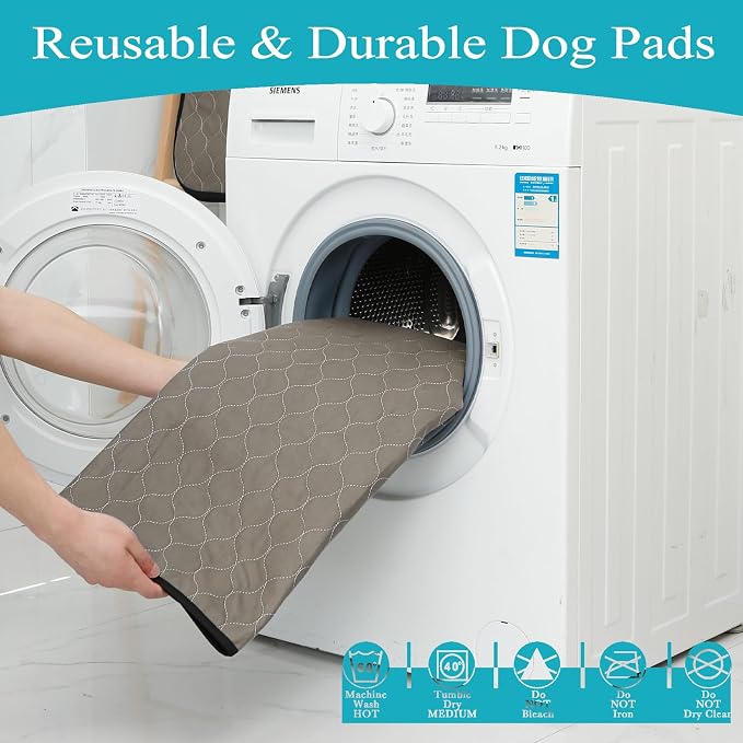 Bunlitent Washable Pee Pads for Dogs 36" x 72", 3 Pack, Reusable Puppy Pads | Reusable, Quick Dry, Anti-Slip, Waterproof, Whelping Pad for Pet, Playpen, Incontinence, Housebreaking, Training, Brown