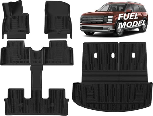 TripleAliners 5PCS All Weather Liners Compatible with 2026 Hyundai Palisade Floor Mats & Trunk Liner & Backrest Mat TPE Trunk Protector Anti-Slip Odorless Carpet Cover (7-Seater, Fuel Model ONLY)