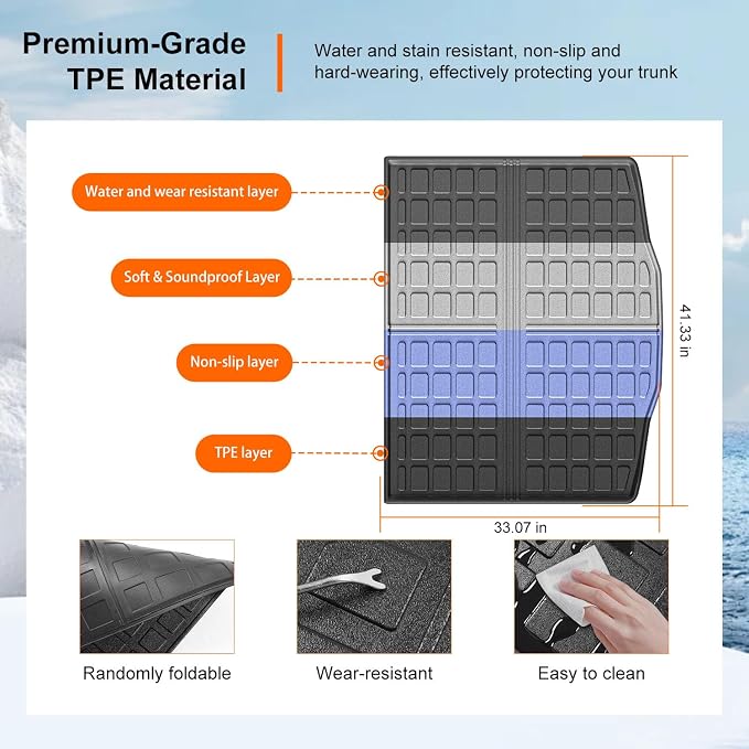 powoq Trunk Mat Compatible with 2020-2026 Ford Escape Cargo Mat All Season Protection Cargo Liner TPE Trunk Liner Replacement for 2020 2021 2022 2023 2024 2025 2026 Ford Escape Accessories
