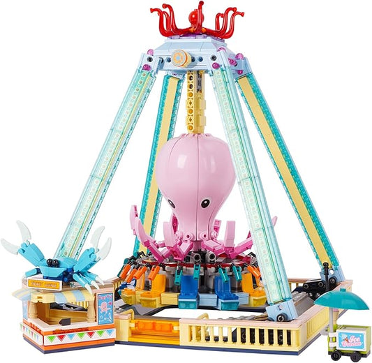 Building Blocks Set,Octopus Swing Amusement Park Building Blocks Toy,Blocks Toy Model Gift for Kids and Adults(1189PCS)