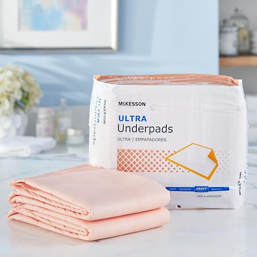McKesson Ultra Underpads, Heavy Absorbency, Elderly, 30 x 30 in, 10 ct | Disposable Chux for Adults, and Baby, Pee Pads, Incontinence Bed Pads