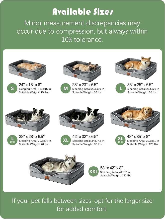 Spotted Play Orthopedic Dog Bed with Sides - Dog Sofa Beds for Large Dogs, Supportive Foam Pet Couch Bed with Washable Removable Cover, Waterproof Lining and Non-Slip Bottom, Grey - L-Plus