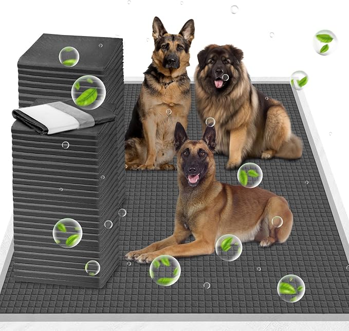 Extra Large 54"x37" 25 Pcs Odor-Control Super Absorbency Charcoal Pee Pads for Dogs,Leak-Proof Pet Training Pee Pads,Thicken Disposable Potty Pads Puppy Training Pads for Cats Rabbits