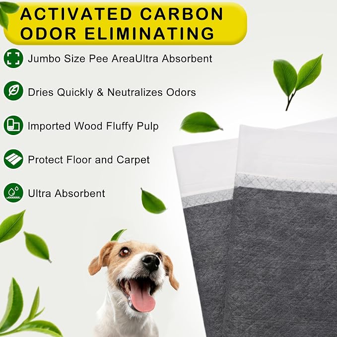 Extra Large 31"x47" 30 Odor-Control Super Absorbency Charcoal Pee Pads - Thicken Disposable Potty Pads for Dogs and Cats
