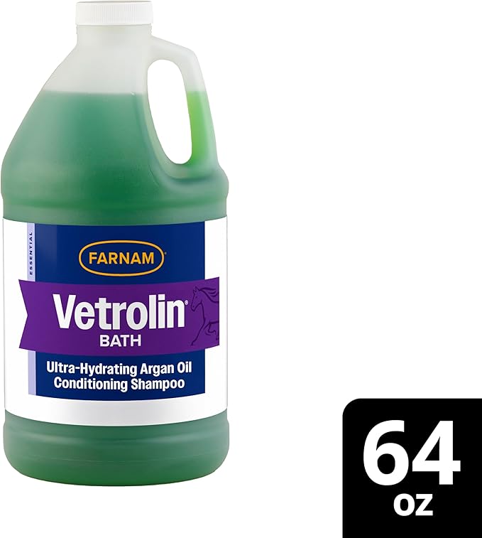 Farnam Vetrolin Bath, Ultra-Hydrating Argan Oil Conditioning Shampoo, Enhances Shine, Soothes Dry Skin, for Horses and Dogs, 64 oz.