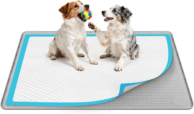 40"x28" Pee Pad Holder for Dogs Puppy Pad Holder Grey | Silicone Pee Tray for Dog Training Floor Protection Raised Edge Dog Potty Tray, No Pee Pads