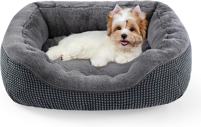Dog Beds for Small Medium Dogs Washable, Calming Orthopedic Warming Soft Calming Sleeping Durable Pet Bed with Anti-Slip Bottom