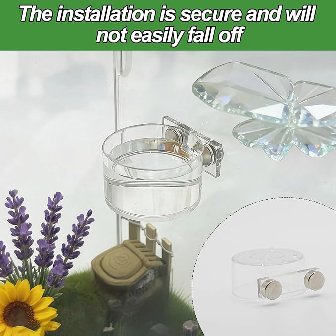Jumping Spider Feeding Dish Cover, Decorative Magnetic Plastic Water Bowl and Tweezers, Jumping Spider Enclosure Accessories Magnetic Water Bowl Easy to Install