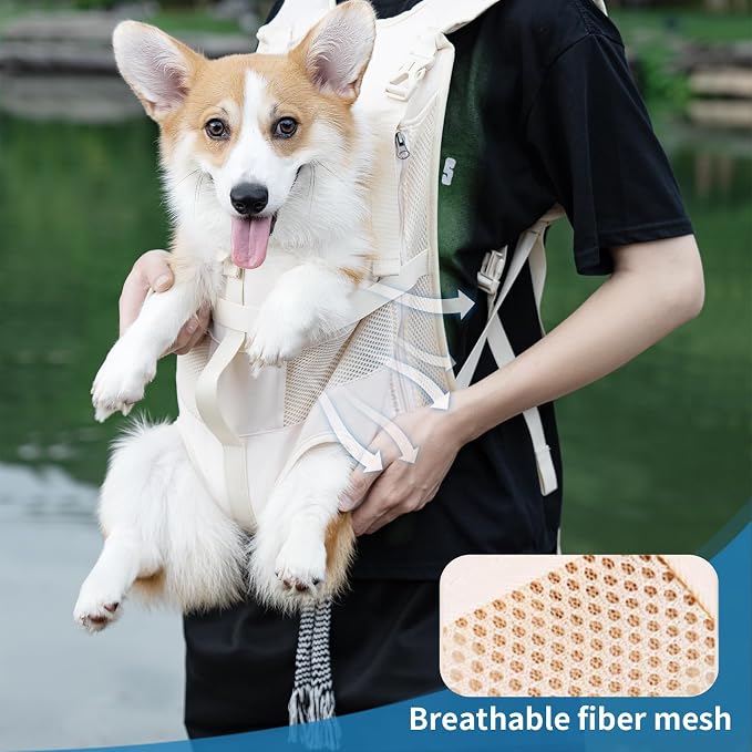 Wakytu Dog Front Carrier Backpacks for Small Dogs, Legs Out Pet Carrier Sling Backpack with Adjustable Padded Ventilated Shoulder Straps, Easy-Fit for Traveling Hiking Camping