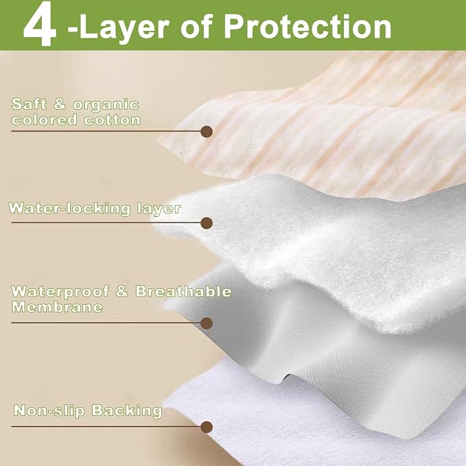 King Size Bed Pads Washable Waterproof, 80"x 78" Soft Reusable Pee Pads for Incontinence, 4-Layer Protectors Absorbent Cotton Underpads Mattress Protectors for Urine Adults, Seniors,Women & Pets