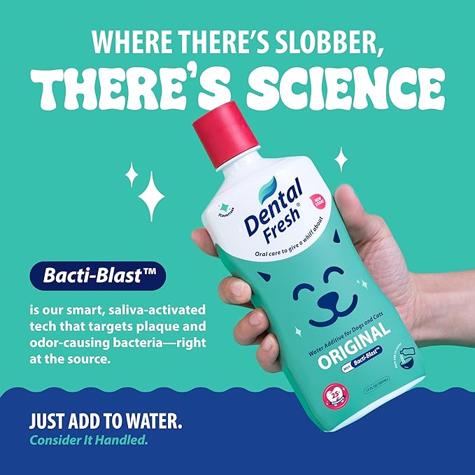Dental Fresh Original Water Additive for Dogs & Cats, 17 Fl Oz, Daily Teeth & Breath Care to Help Freshen Breath