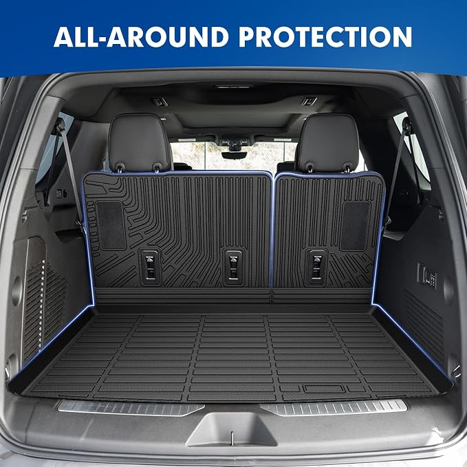 Mixsuper Cargo Liner for Chevy Suburban/GMC Yukon XL 2021-2026, All Weather Trunk Mat Backrest Mat TPE Back Seat Cover Protector for Suburban Yukon XL Accessories