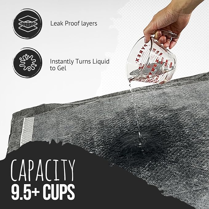 Bulldogology Charcoal XXL Pee Pads for Dogs (30x36) Puppy Pee Pads with Adhesive Sticky Tape - Leak Proof Puppy Pads - Ultra Absorbing Charcoal Dog Pads - Activated Carbon Pee Pads (40-Count)