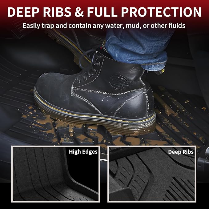 LASFIT Floor Mats for BMW 5 Series G60 2024 2025 2026 530i 540i xDrive, 100% TPE All Weather Custom Fit Floor Liners 1st & 2nd Row Car Liners Accessories Full Set, Black