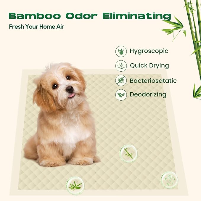 Bamboo Small Puppy Pads Pee Pads for Dogs 22"x22" 336 Count | Training Pads Deodorizing Leakproof Quick Drying Dog Pee Pads Super Absorbent Disposable Puppies, Doggie, Cats, Rabbits