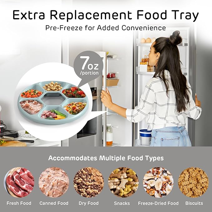 iPettie Brioche Automatic Wet Food Feeder for Pets with Two Ice Packs, Perfect for Newborn Senior Sick Cats and Small Dogs, Stainless Steel and PlasticTray