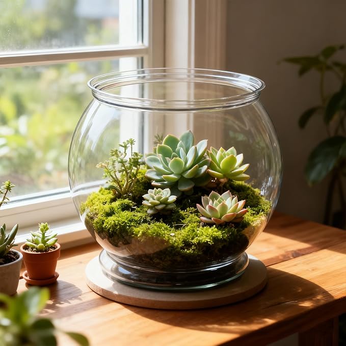 38 oz Mini Plastic Fish Bowl, Decorative Small Fishbowl, Clear Round Small Fishbowl Aquarium, Unbreakable Plastic Betta Fish Tank for Centerpiece Vases, Party Decorations and Home Decor