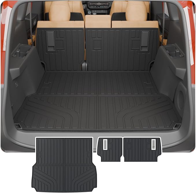 Trunk Mat Compatible with 2024 2025 2026 Toyota Land Cruiser/Lexus GX550 Overtrail 5 Seats Cargo Mat Cargo Liner Trunk Liner Back Seat Cover Land Cruiser Accessories (Trunk Mat+Backrest Mats)