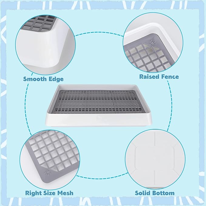 FHTONGE 2 Pcs Guinea Pig Litter Box for Cage, Guinea Pigs Litter Pan with Grid, Rectangular Small Amimal Potty Trainer Tray Pet Toilet for Rat Chipmunk Chinchilla Hedgehog Hamster Ferret Rabbit